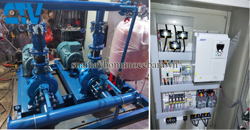 Lắp đặt tủ điện điều khiển bằng biến tần sử dụng cho động cơ máy bơm 37Kw